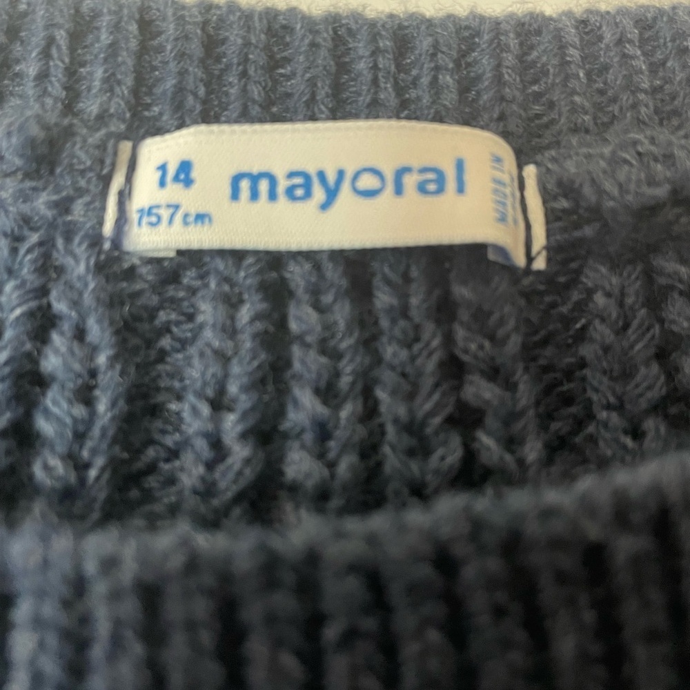 Mayoral Girls Navy Cable Knit Sweater Vest With Side Bows Size Girls 14 157cm - Picture 3 of 9